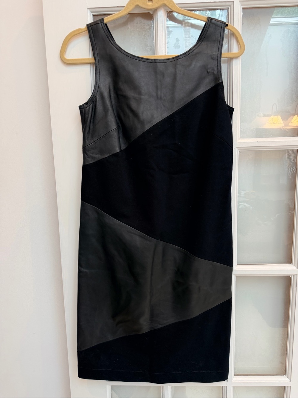 W by Worth Edgy Punk Goth Chic Black Sheath Dress Genuine Leather Size 2 XS NWT